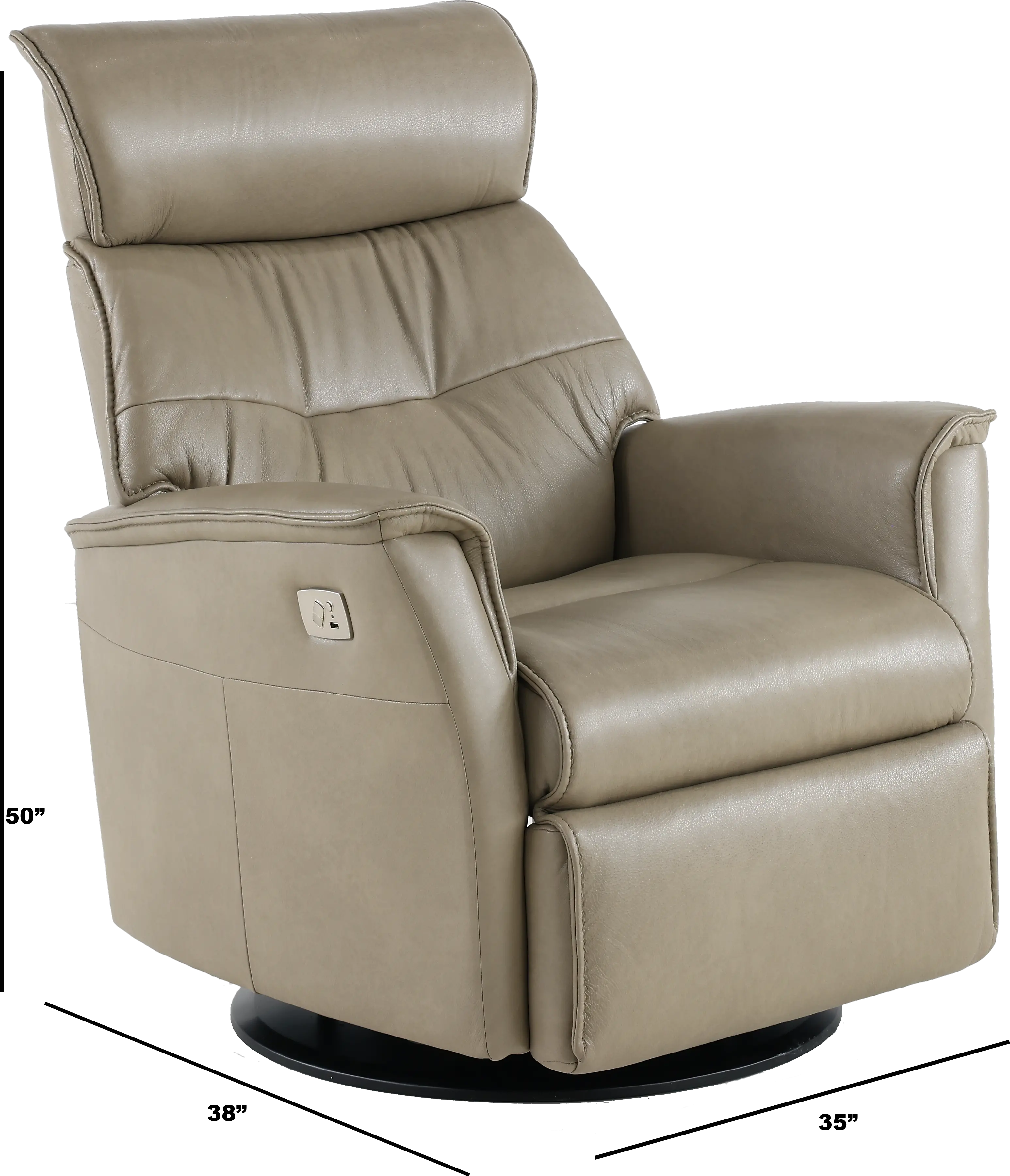 Captain Dove Beige Large Leather Swivel Glider Power Recliner