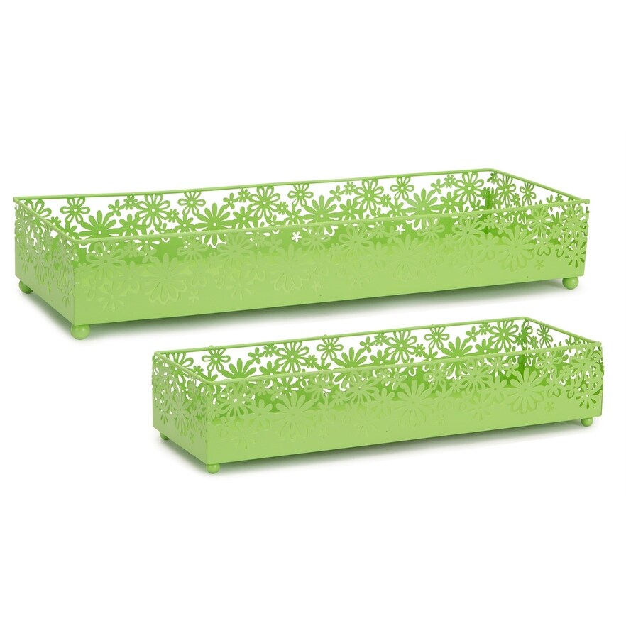 Metal Cut Out Daisy Tray Planter (Set of 2)