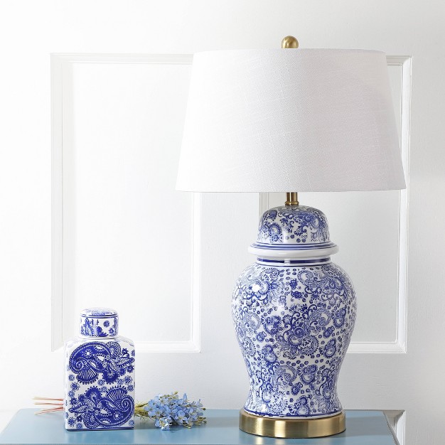 Ceramic Ellis Table Lamp includes Led Light Bulb Blue Jonathan Y