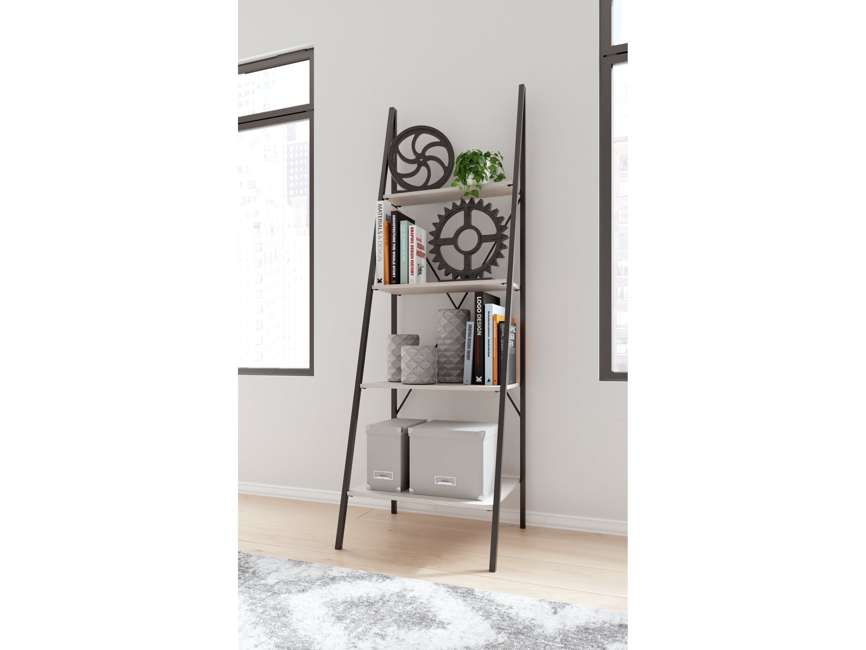 (Online Special Price) Bayflynn White/Black Bookcase