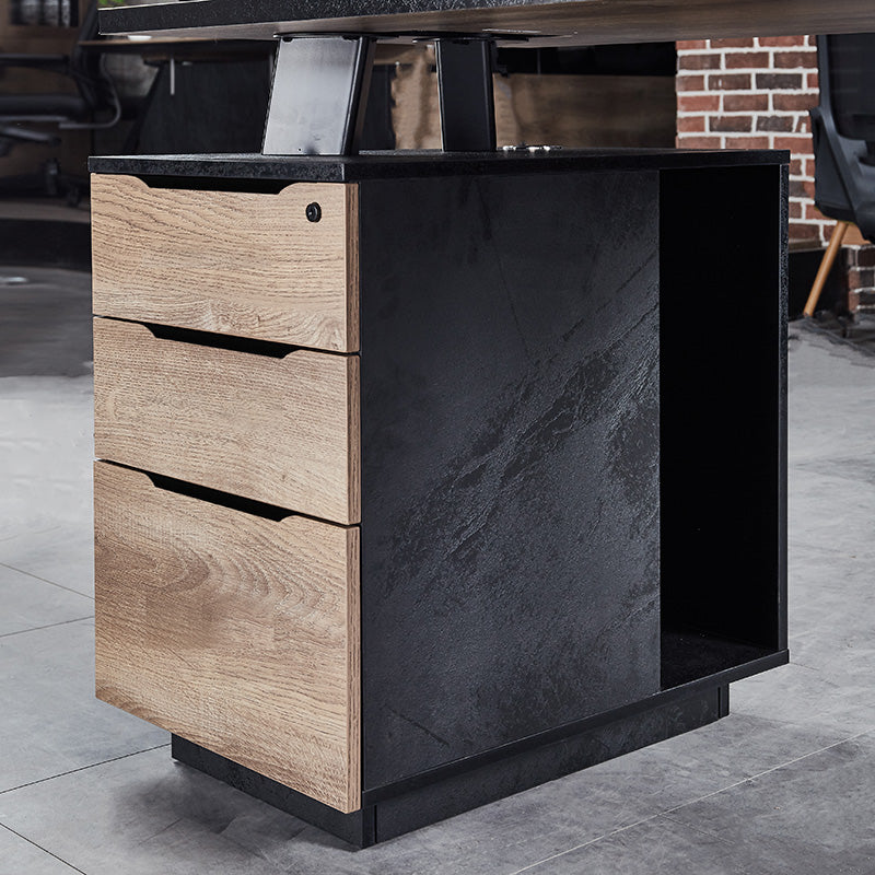 ARTO Single Workstation Desk with Left Cabinet 1.2M - Warm Oak & Black