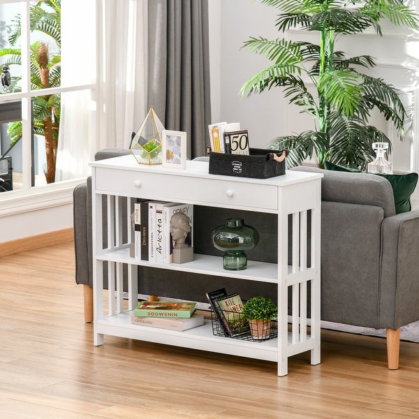 HOMCOM Console Table with Drawers and 2 Shelves Modern Sofa Table for Entryway Living Room Bedroom