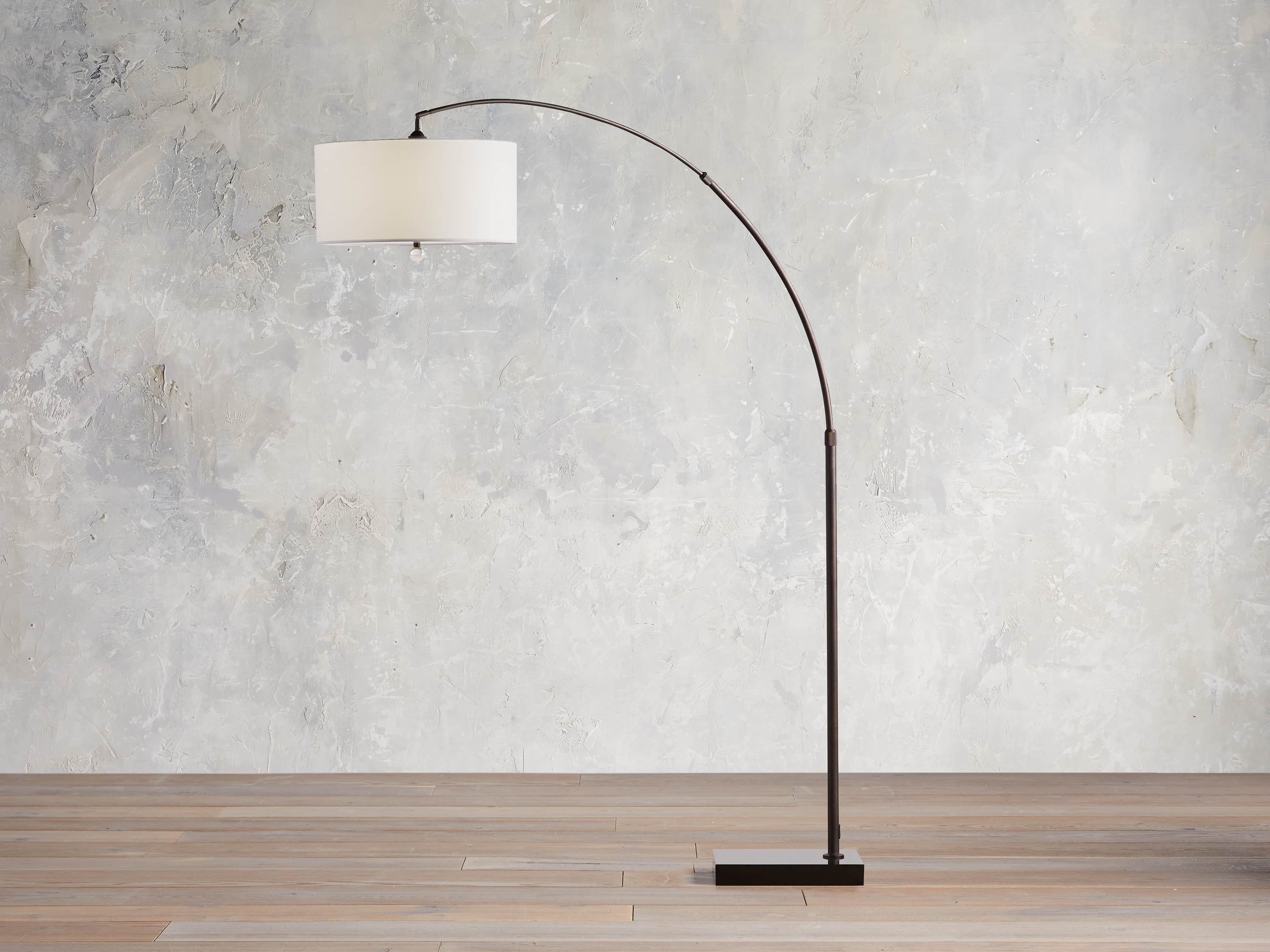 Arc Oil Rubbed Bronze Floor Lamp with Drum Shade