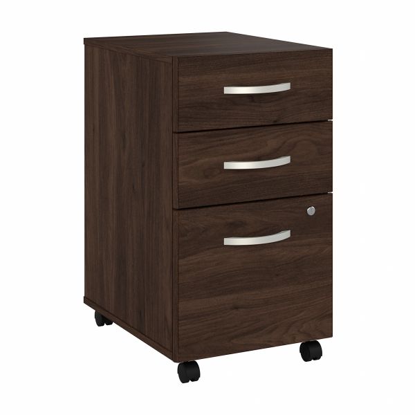 Bush Business Furniture Hybrid 3 Drawer Mobile File Cabinet in Black Walnut - Assembled