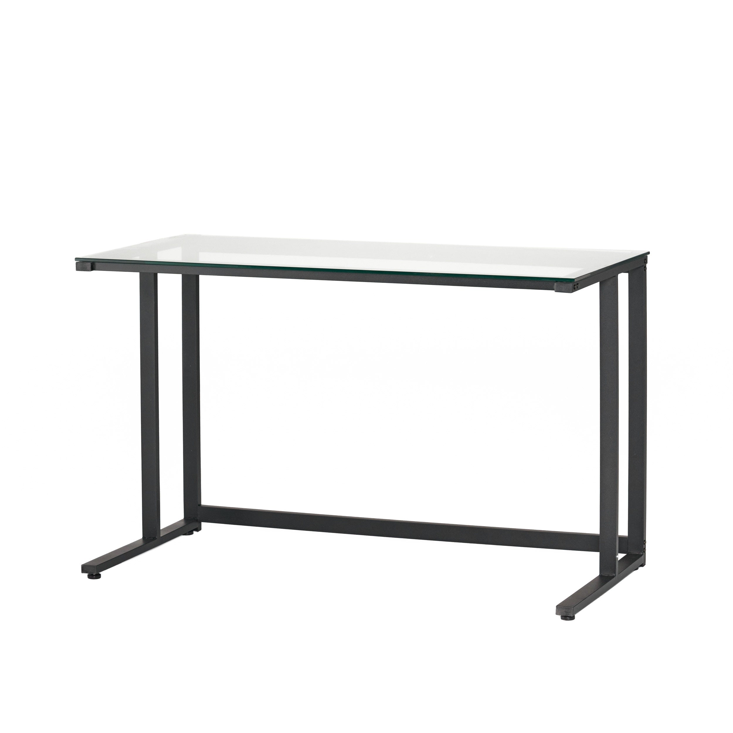 Mumford Modern Rectangular Black Iron and Glass Computer Desk