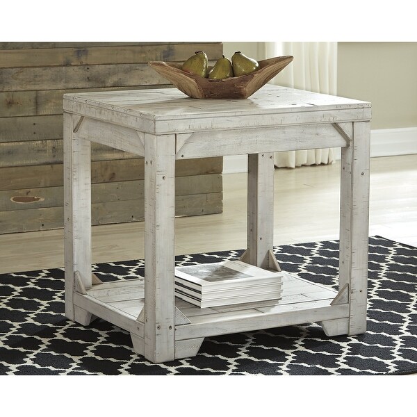 Fregine Whitewash Casual Rectangular End Table