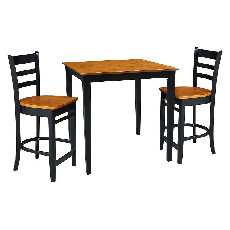 International Concepts Counter Black Cherry Dining Table and Emily Counter Stool 3-piece Set