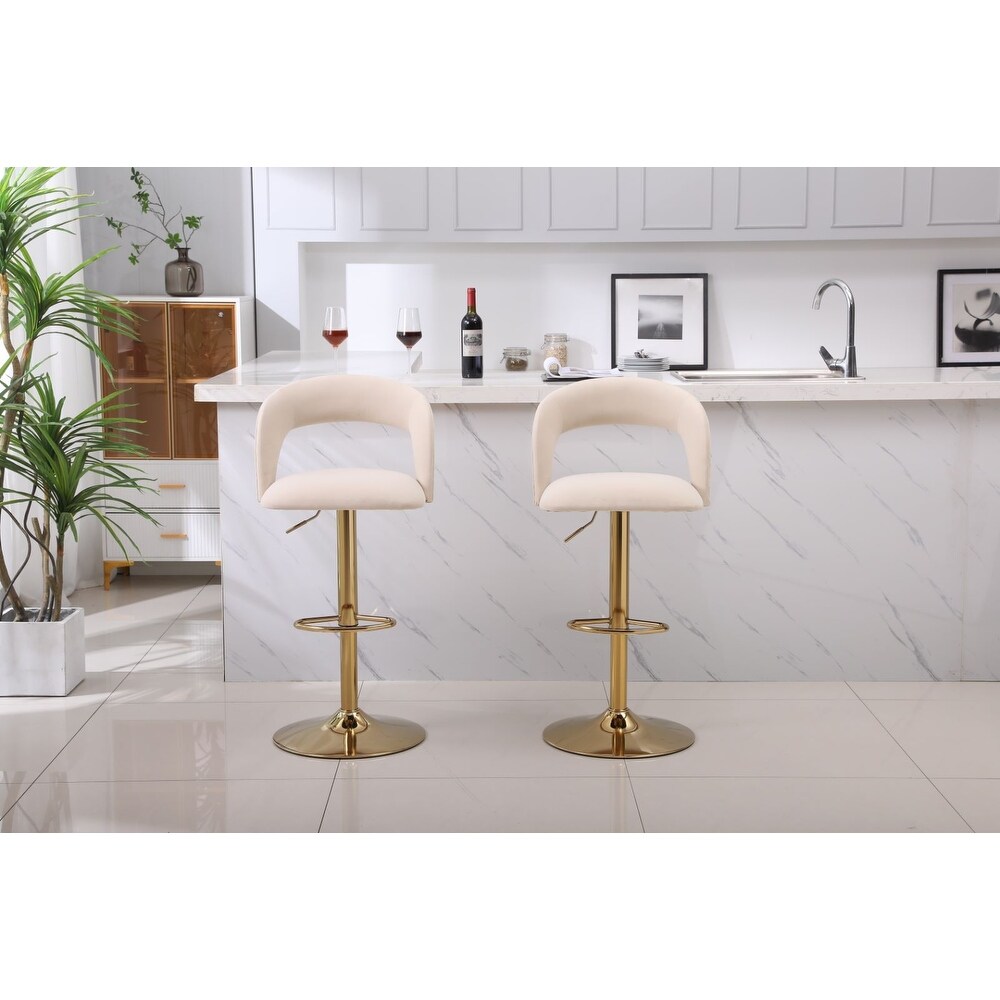 Swivel Velvet Bar Stool Counter Height Adjustable Set of 2