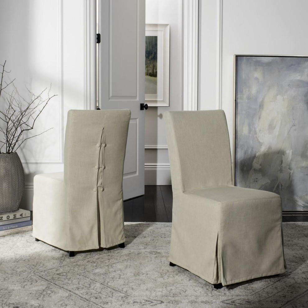 Carson 18  x27 x27h Slipcover  Set of 2 Beige   Modern   Dining Chairs   by Virgil Stanis Design  Houzz