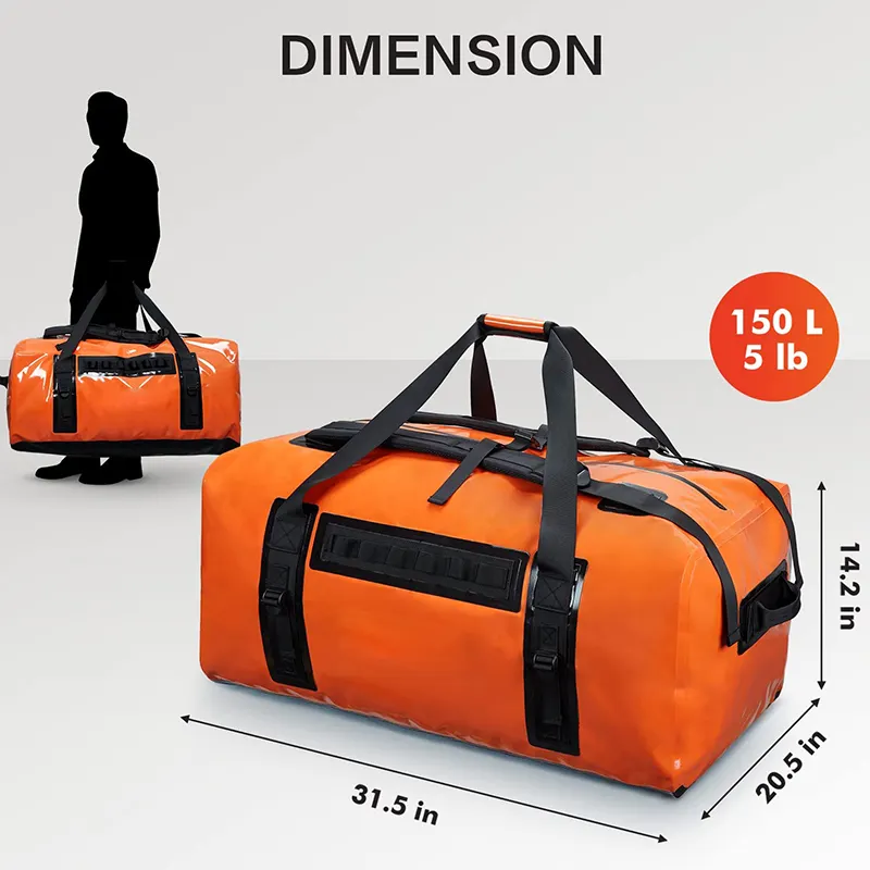 Large Waterproof Bag 150L Waterproof Duffel Bag Heavy Duty Adventure Bag for Boating Kayaking Motorcycling Hunting Camping