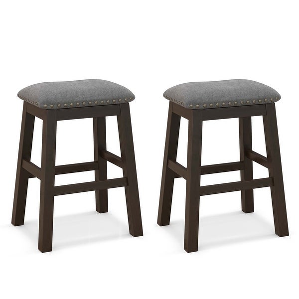 Costway Set of 2 Upholstered Saddle Bar Stools 24.5'' Dining Chairs - See Details