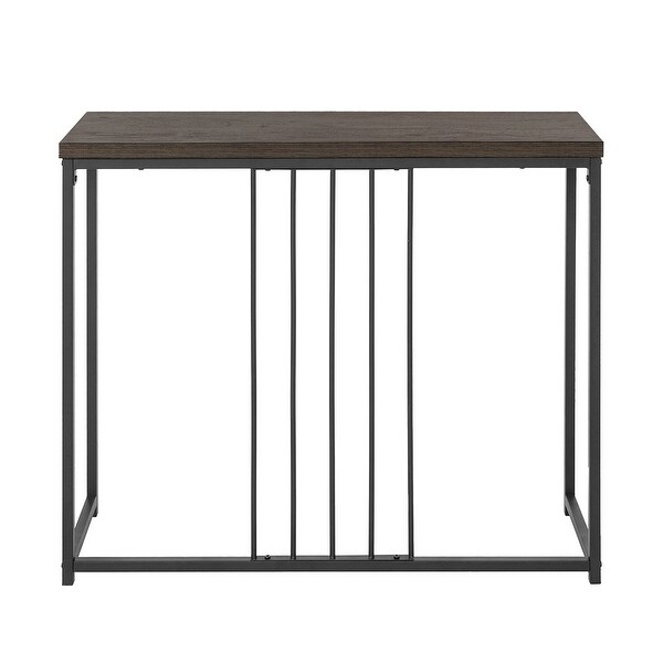 Homy Casa Brown Metal Wood Console Table