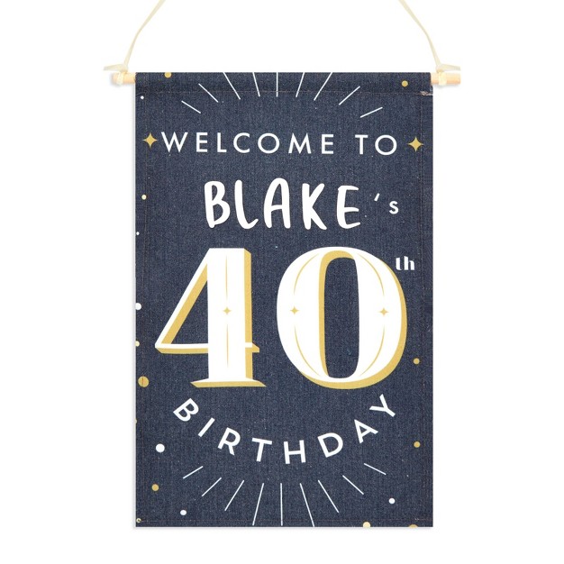 Sparkle And Bash Custom Welcome To 40th Birthday Sign With Sticker For Photo Backdrop Party Decorations Black 9 5 X 15 5 In