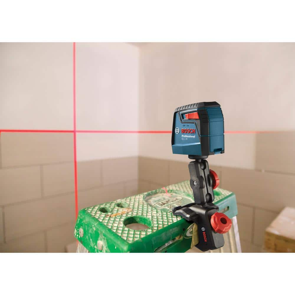 Bosch 30 ft. Cross Line Laser Level Self Leveling with 360 Degree Flexible Mounting Device and Carrying Pouch GLL 30 S