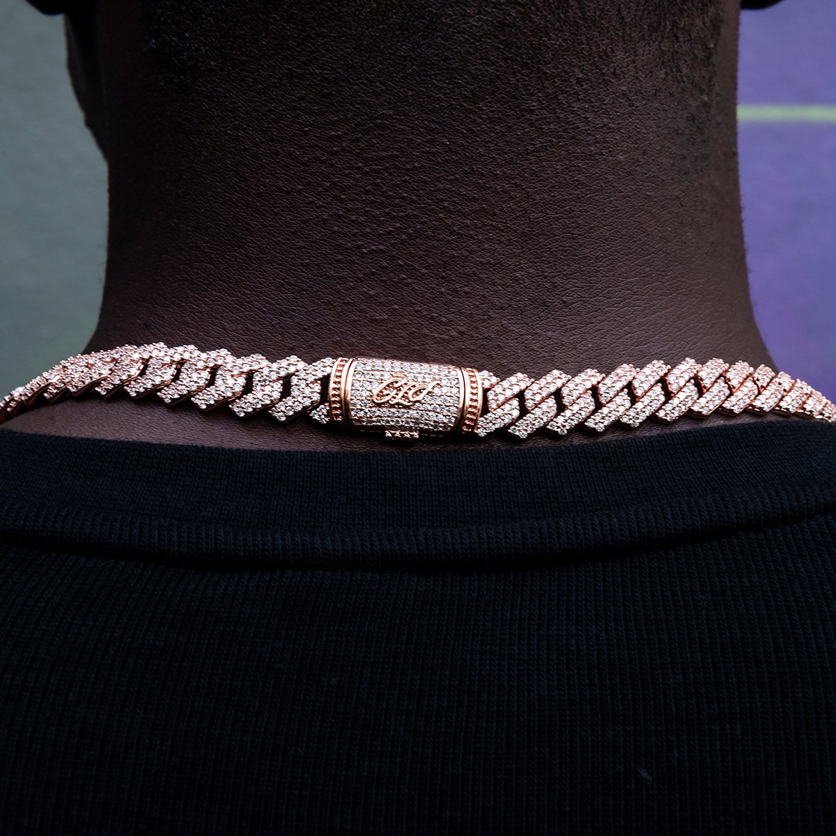 Diamond Prong Link Chain in Rose Gold- 12mm