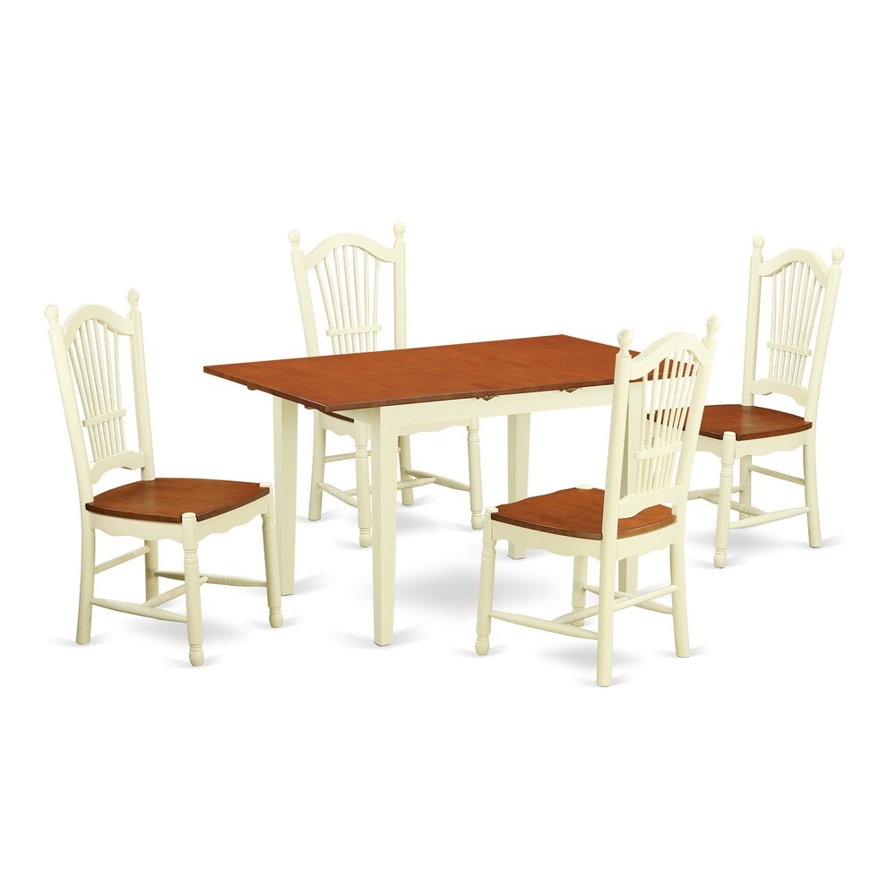 East West Furniture Dining Set Includes a Rectangle Dining Table and 4 Kitchen Chairs  Buttermilk   Cherry