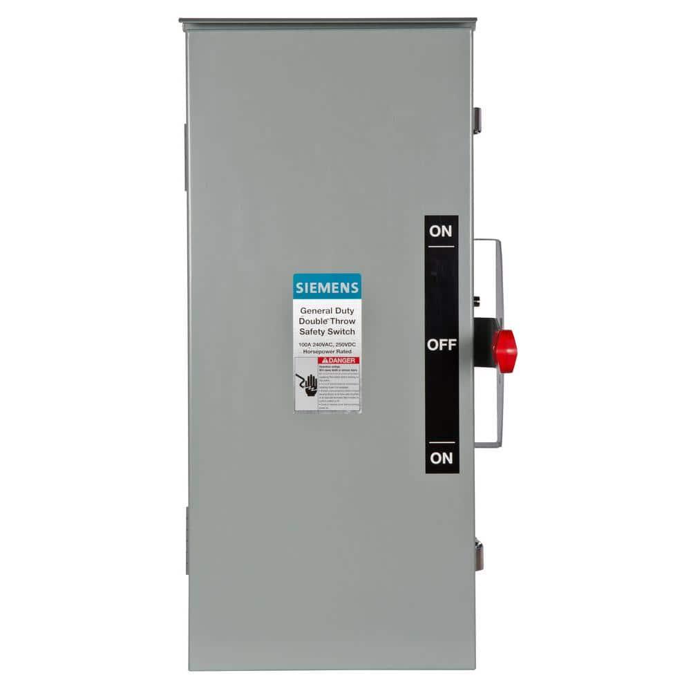 Siemens General Duty Double Throw 100 Amp 240Volt 2Pole Outdoor NonFusible Safety Switch