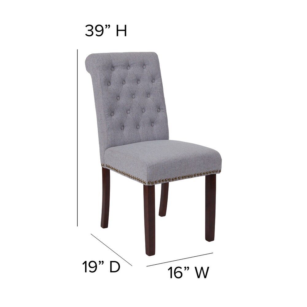 Button tufted Wood Parsons Chair