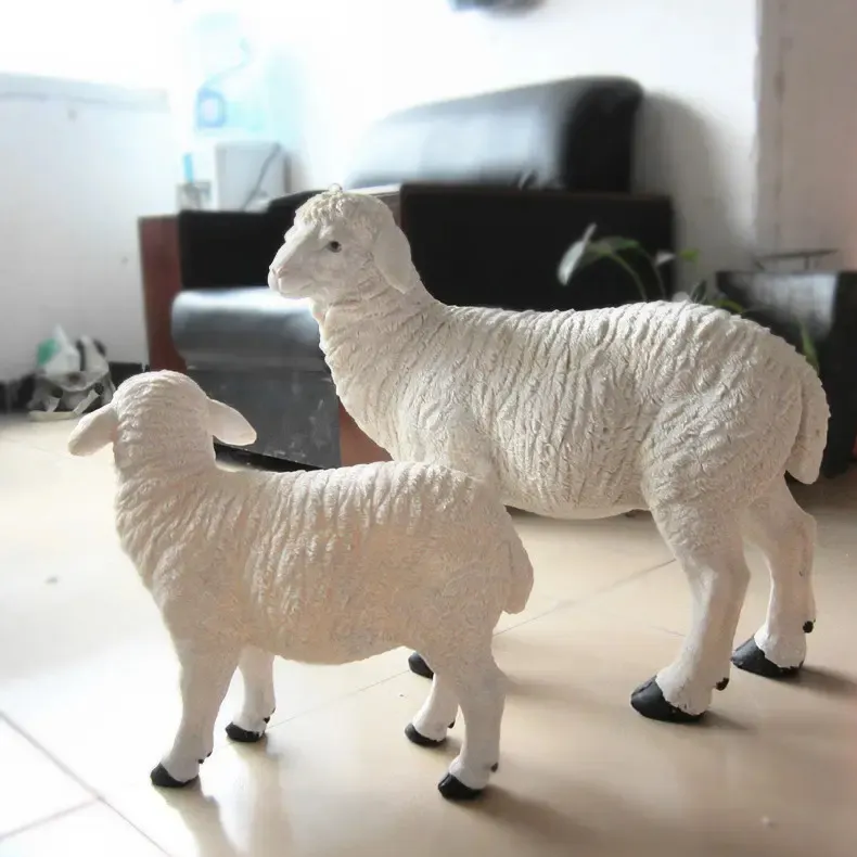 Resin handi craft animal zodiac sheep garden decoration lucky landscape animal sculpture garden supplies