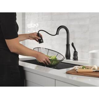 Delta Leland Single-Handle Pull-Down Sprayer Kitchen Faucet with in Matte Black 9978-BL-DST