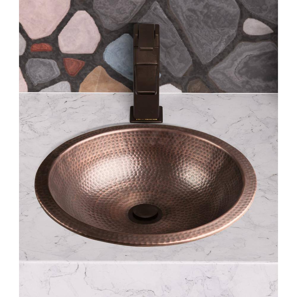 Monarch Abode 16 in. Hand Hammered Rotunda Dual Mount Bathroom Sink in Pure Copper 17094