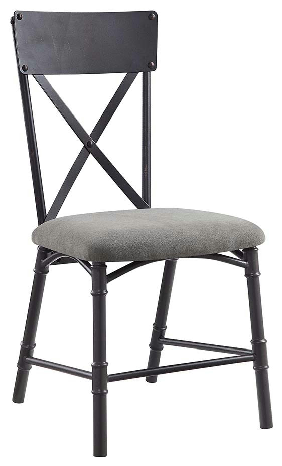 Acme Edina Side Chair Set of 2 Gray Fabric Oak and Sandy Black Finish   Asian   Dining Chairs   by AMOC  Houzz