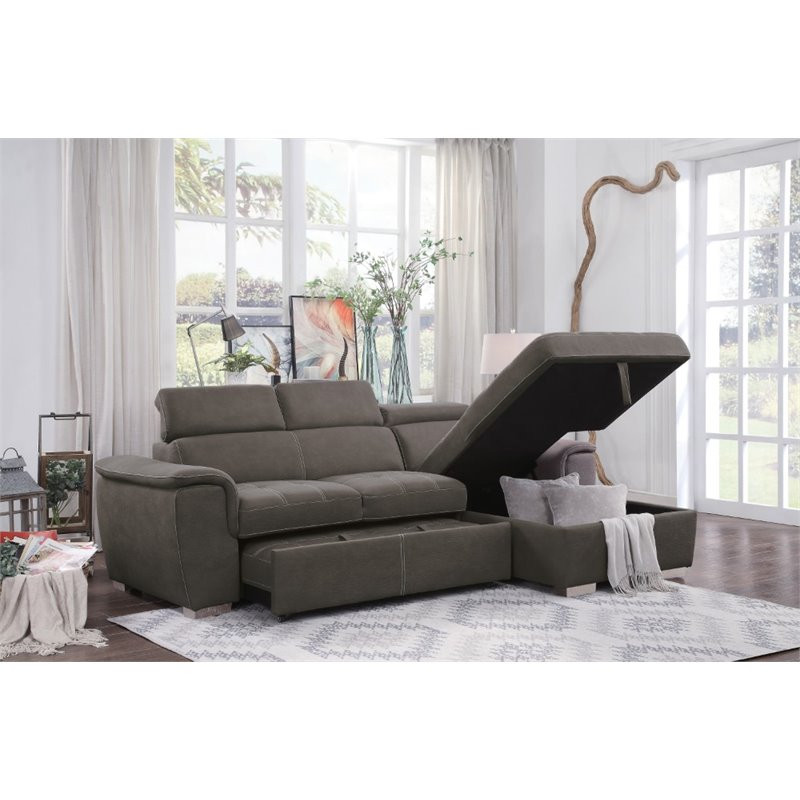 Elenor 2 Piece Set Sectional Sofa With Pull Out Bed And Storage   Contemporary   Sectional Sofas   by Homesquare  Houzz