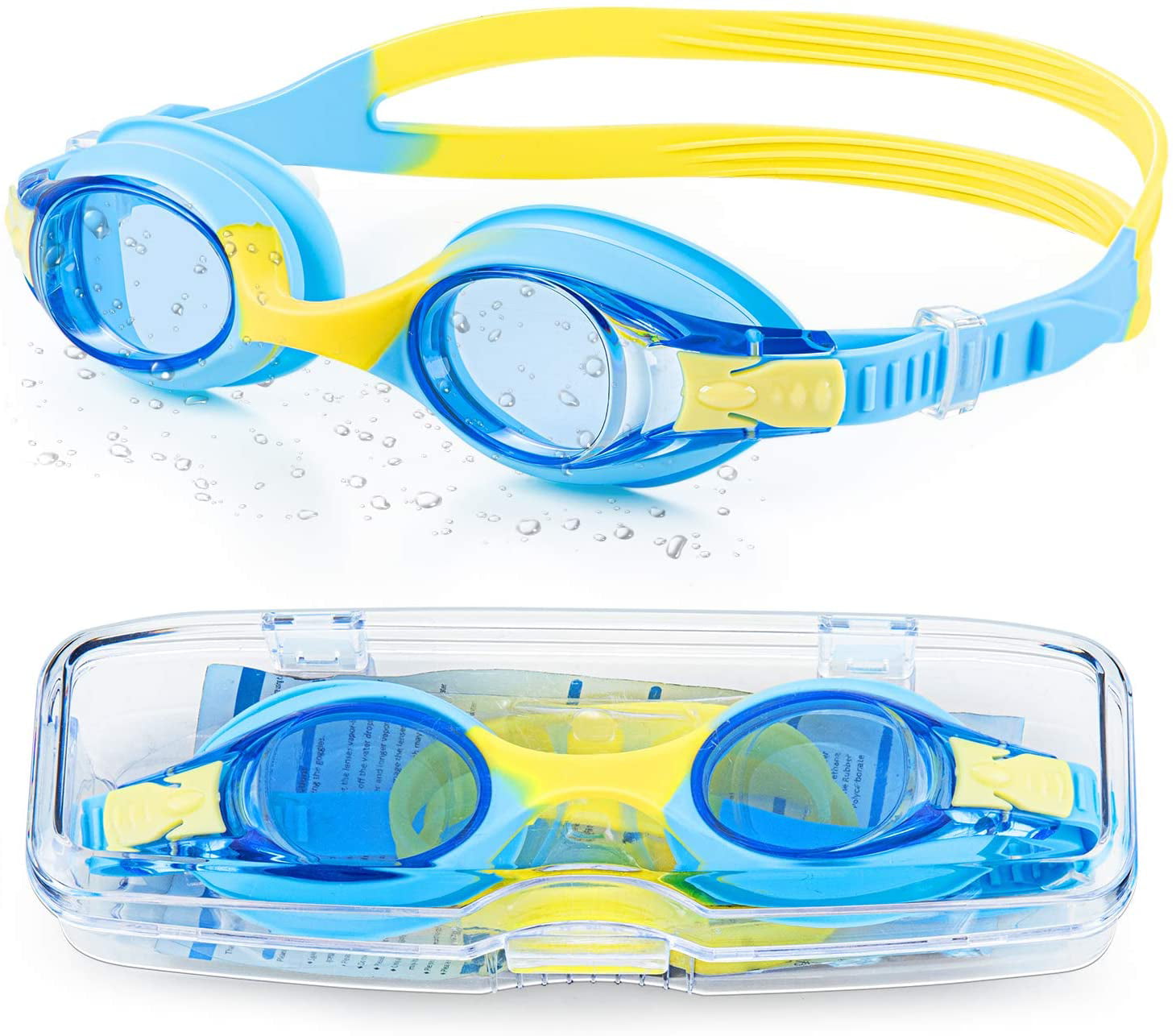 Portzon Unisex-Child Swim Goggles, Anti Fog No Leaking Clear Vision Water Pool Swimming Goggles