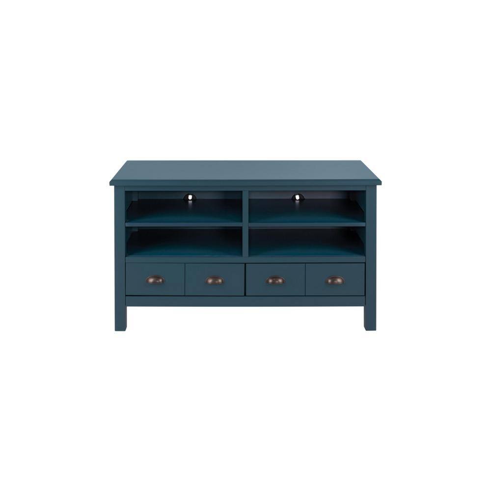 Home Decorators Collection Whitehaven Charleston Blue Wood TV stand with Adjustable Shelves and Two Drawers (45 in. W x 26 in. H) SK19334Br1-C