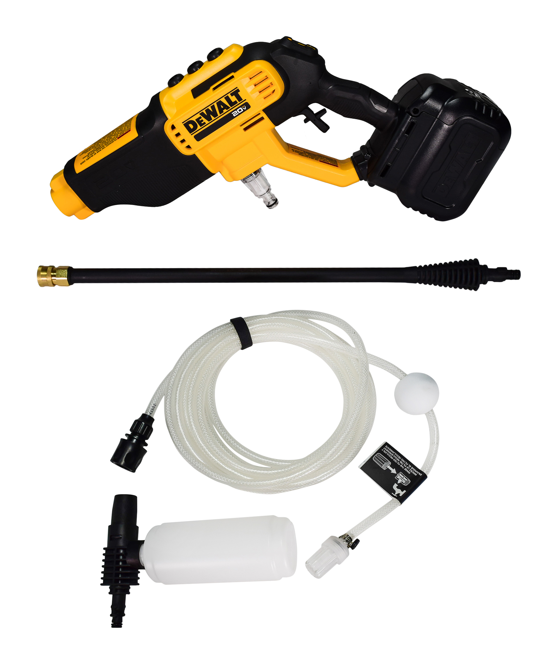 DW 20V 550 PSI， 1 GPM Cordless Power Cleaner w/ 4 Nozzles Tool-Only DCPW550B