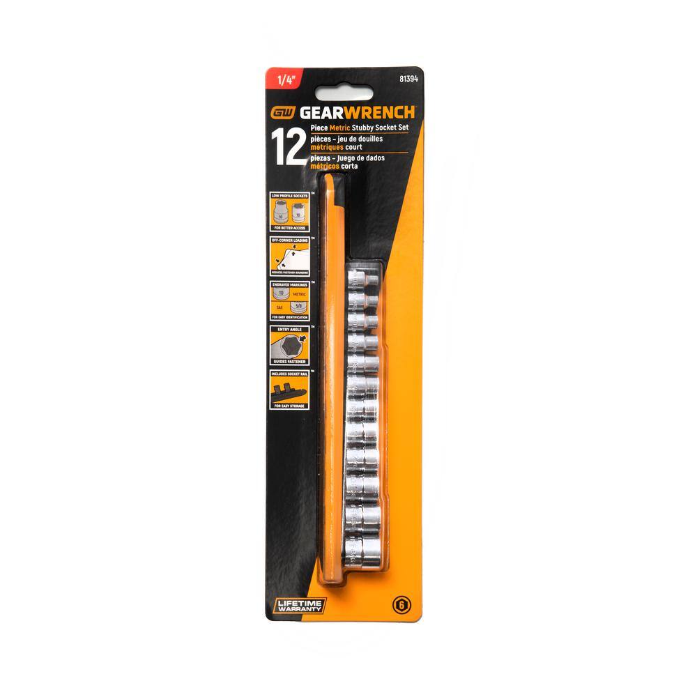 GEARWRENCH 14 in. Drive Low Profile 6-Point Metric Socket Set (12-Piece) 81394