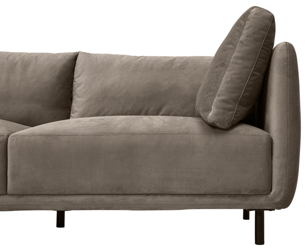 Serenity 79 quotFossil Gray Velvet Sofa with Black Metal Legs   Transitional   Sofas   by Armen Living  Houzz