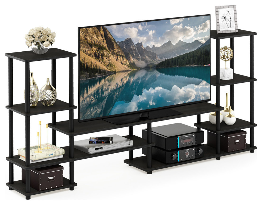 Furinno Turn N Tube Grand Entertainment Center  Black   Transitional   Entertainment Centers And Tv Stands   by Furinno  Houzz