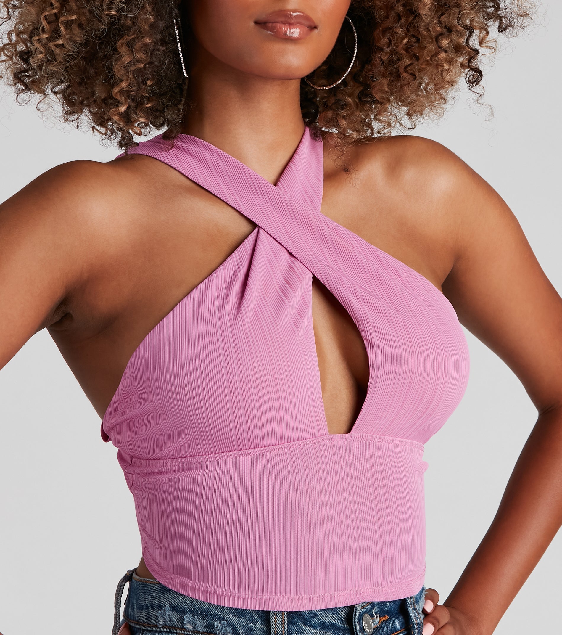 Skip A Beat Criss Cross Halter Top