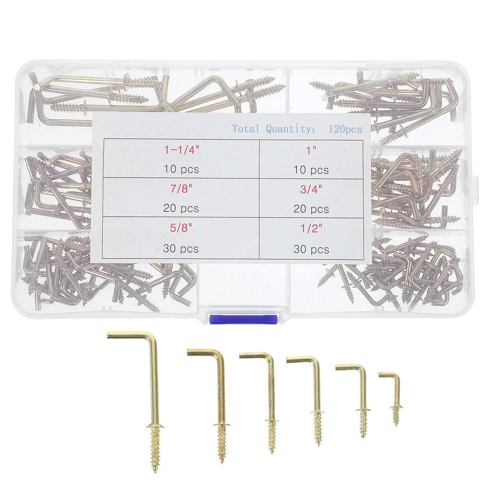 120pcs Tiny L Hooks Right Angle Screws Self Tapping Screw Hooks Metal Screws For Hanging Picture