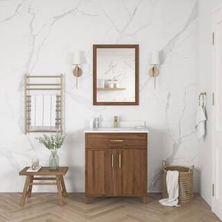 Home Decorators Collection Bilston 30 in. W x 19 in. D x 34.50 in. H Bath Vanity in Spiced Walnut with White Engineered Stone Top Bilston 30SW