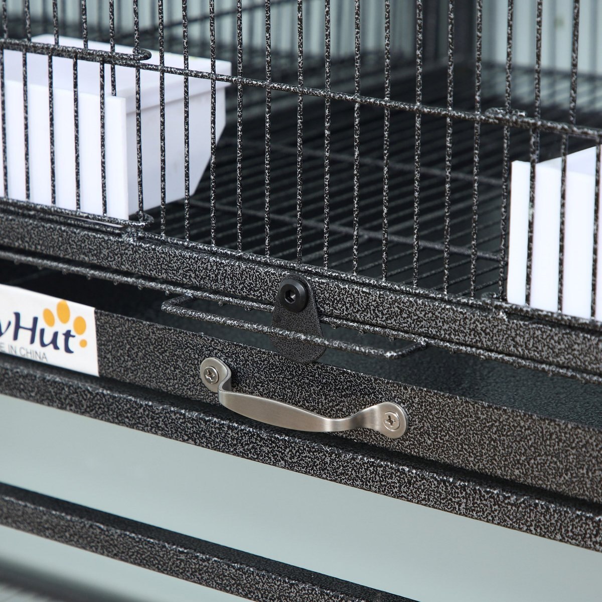 PawHut Double w/Rolling Stand Removable Metal Tray Bird Cage， Black