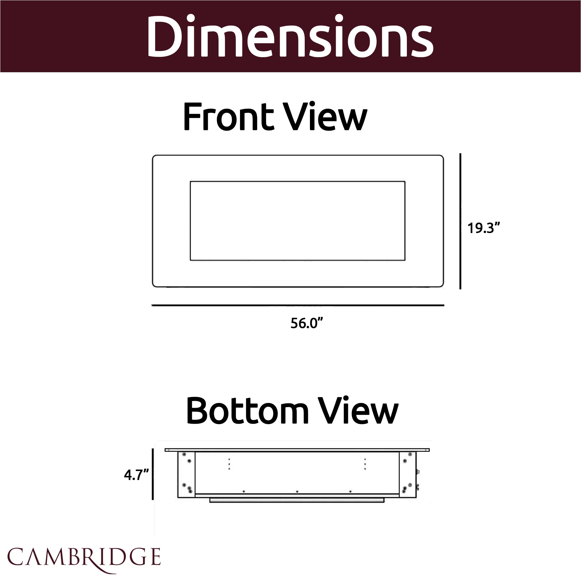 Cambridge Metropolitan Wall Mount Electronic Fireplace, 56"