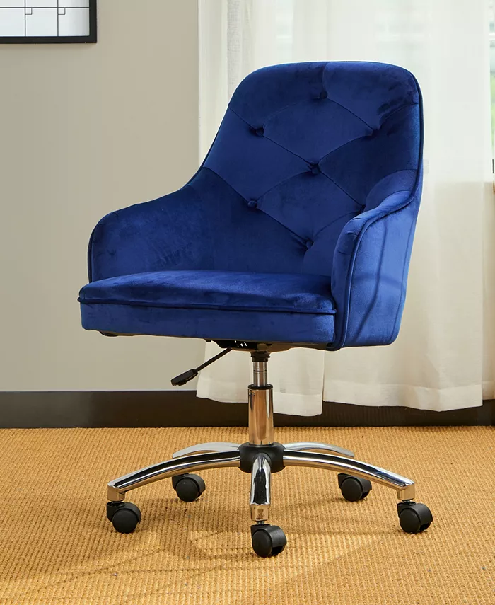 Glitzhome 39.75 H Velvet Gaslift Adjustable Swivwl Office Chair Desk Chair