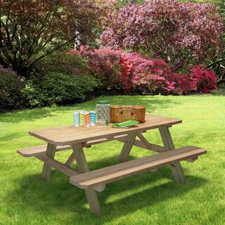 Outdoor Essentials 72 in. x 28.5 in. x 28.5 in. Premium Picnic Table Kit withTreated Legs 406723