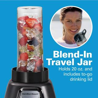 Hamilton Beach Multiblend 52 oz. 6-Speed Black Countertop Blender with Glass Jar and Travel Jar and Food Chopper 58242