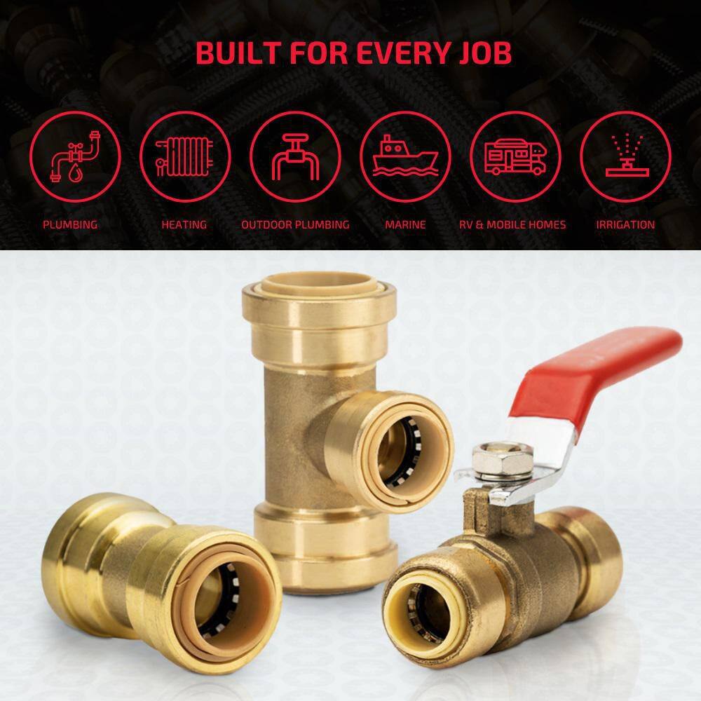 QUICKFITTING 34 in. Brass Push-to-Connect Full Port Ball Valve with SlipClip Release Tool (2-Pack) LF922R-2