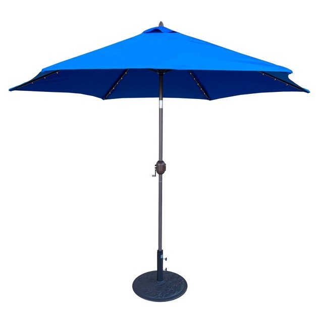 9 x27 X 9 x27 Round Lighted Patio Umbrella Blue Tropishade