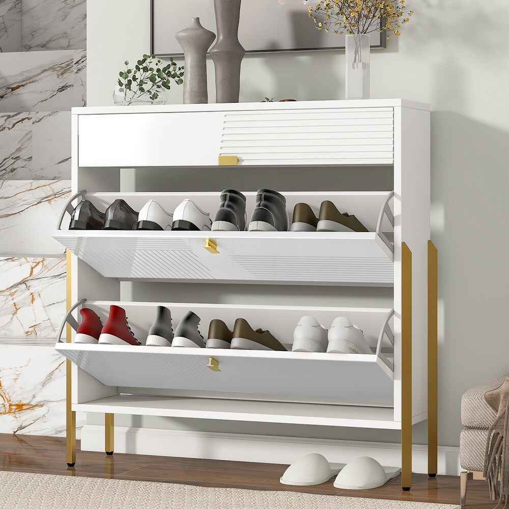 Shoe Cabinet with 2 Flip Drawers