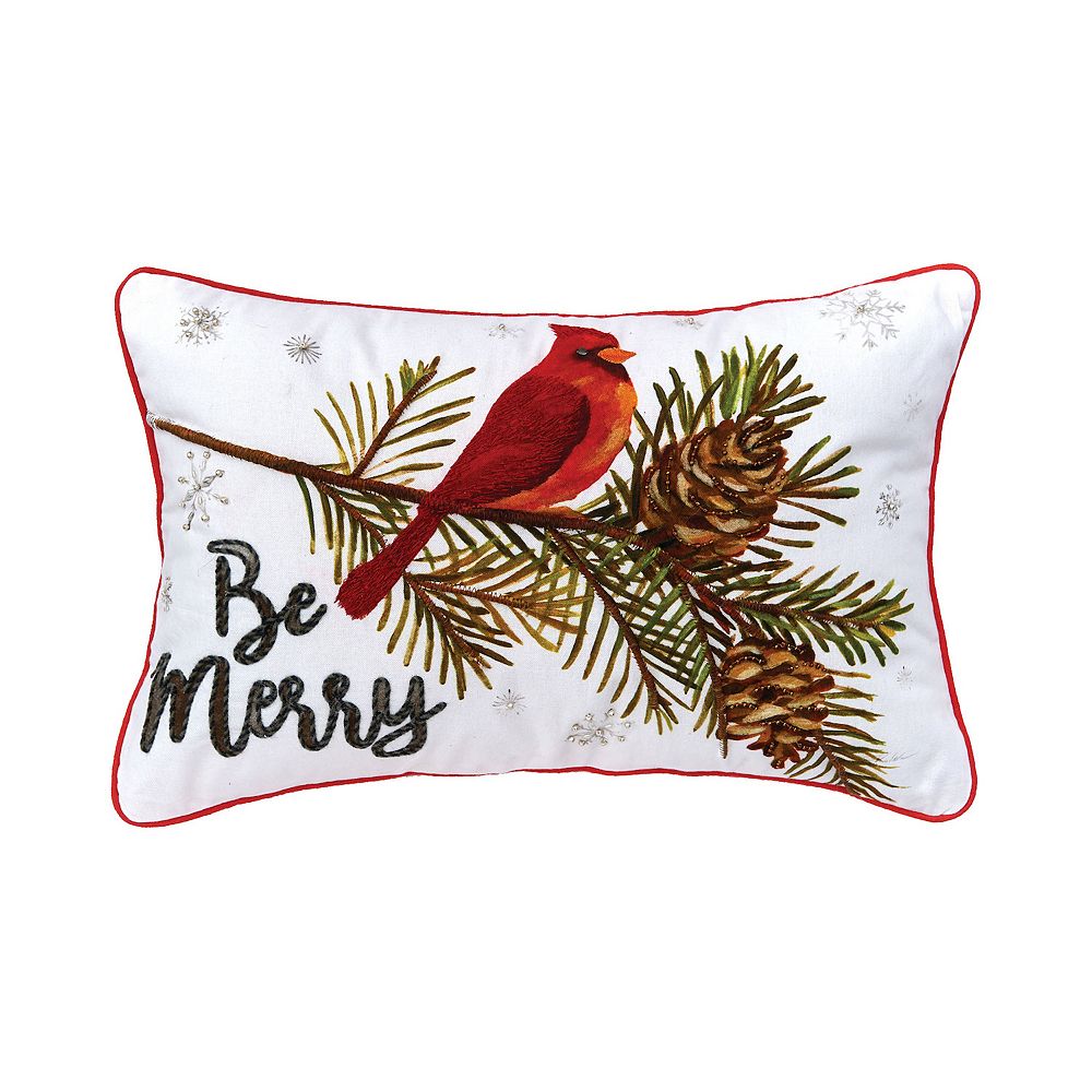 CandF Home Be Merry Cardinal Christmas Throw Pillow