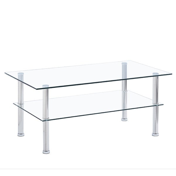 Clear Glass Coffee Table Tempered Glass Coffee Table for Living Room