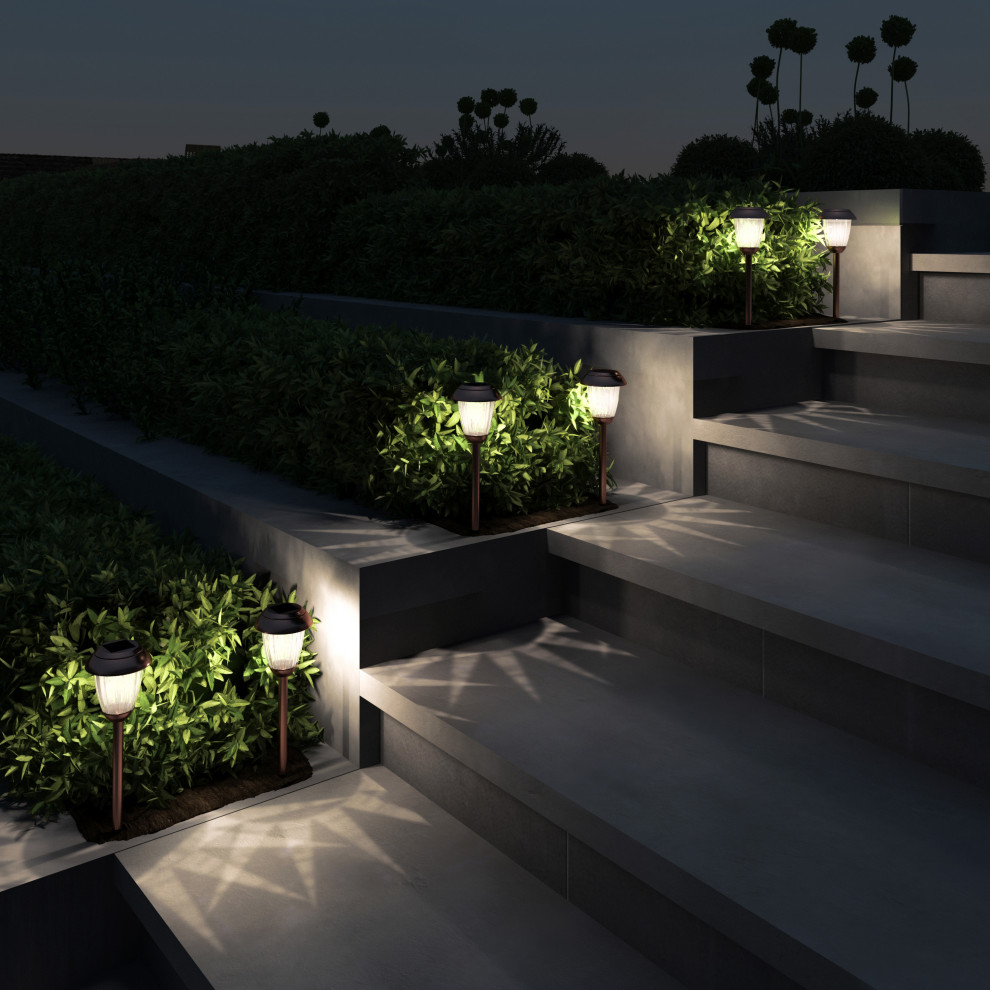 Pure Garden Set of 8 Outdoor Solar Lights   Transitional   Path Lights   by Trademark Global  Houzz