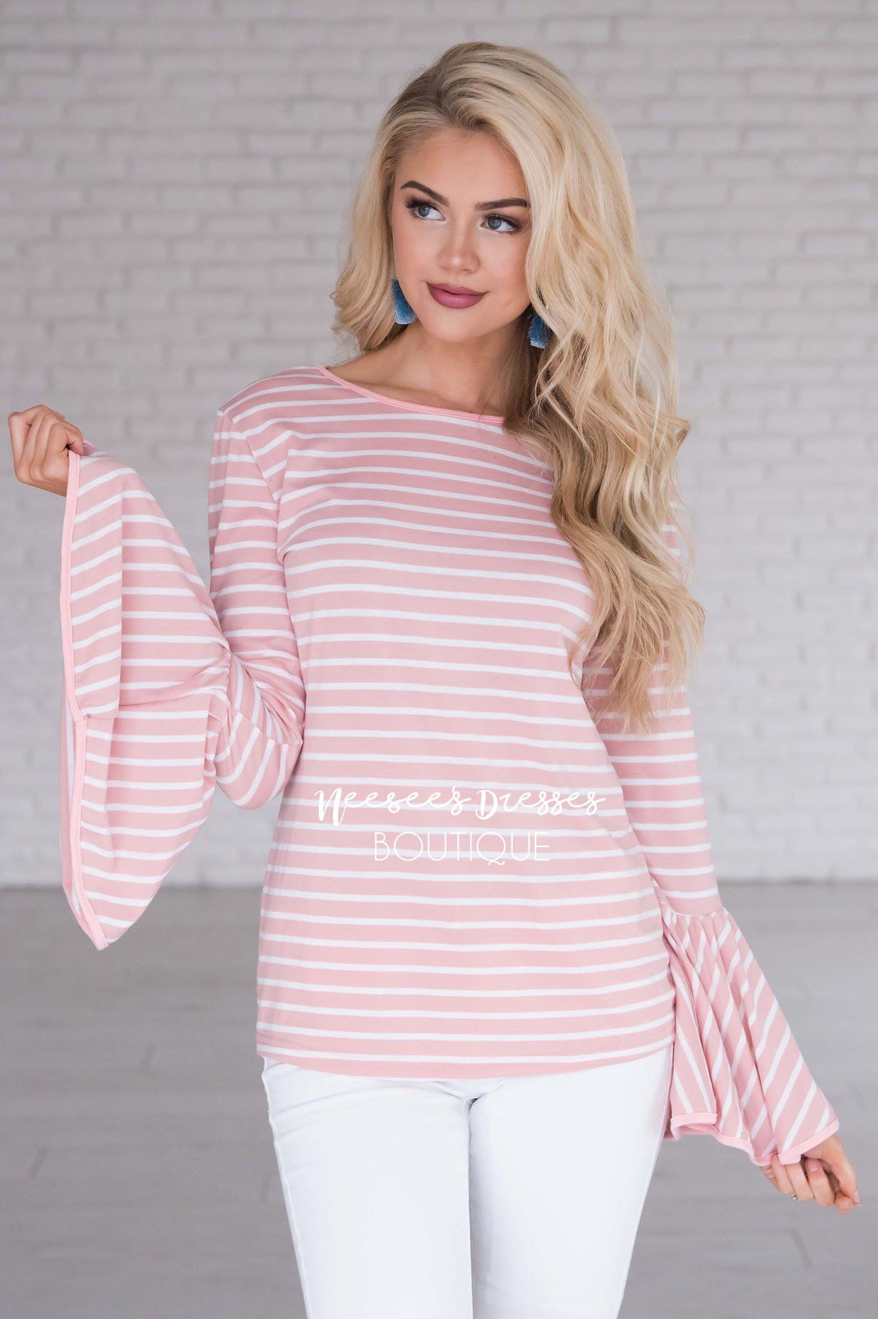 Candy Shop Striped Bell Sleeve Top