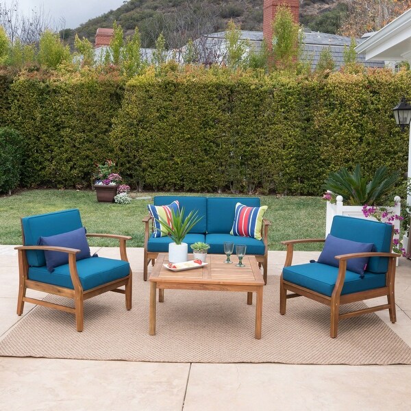 Perla Acacia 5piece Chat Set with Cushions by Christopher Knight Home