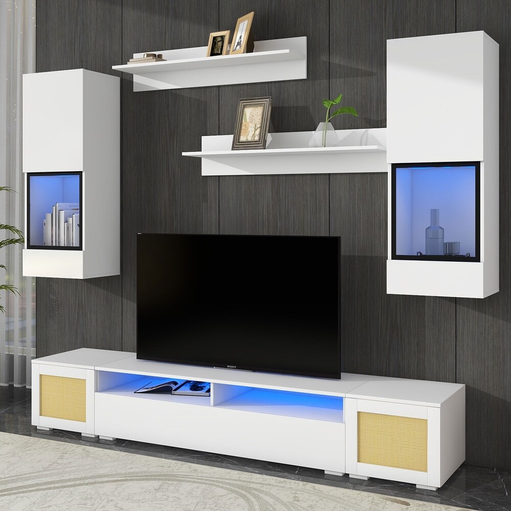 7 Pieces Floating TV Console Table for TVs Up to 90\